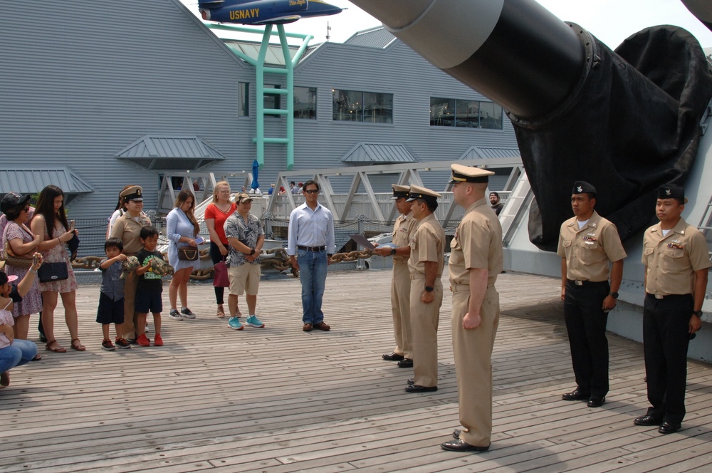 Reenlistment ceremony aboard Battleship Wisconsin