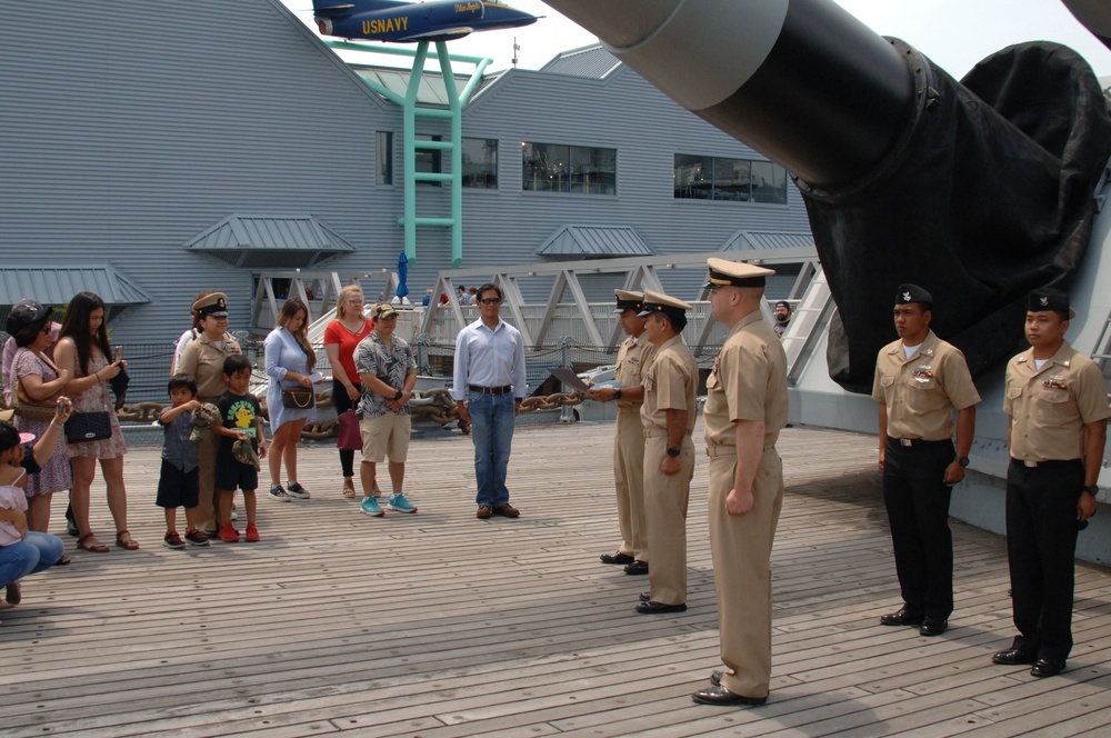 Reenlistment ceremony aboard Battleship Wisconsin