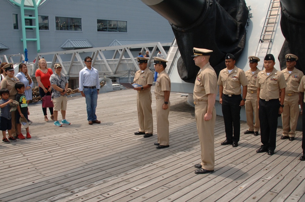 Reenlistment ceremony aboard Battleship Wisconsin