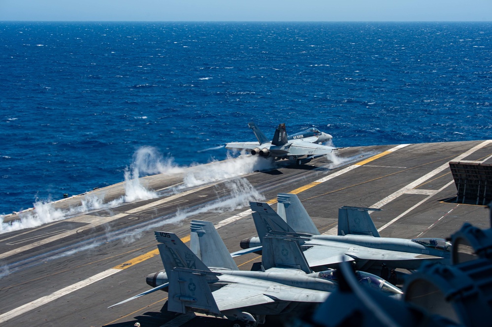 The Harry S. Truman Carrier Strike Group is on a scheduled deployment in the U.S. Sixth Fleet area of operations in support of naval operations to maintain maritime stability and security.