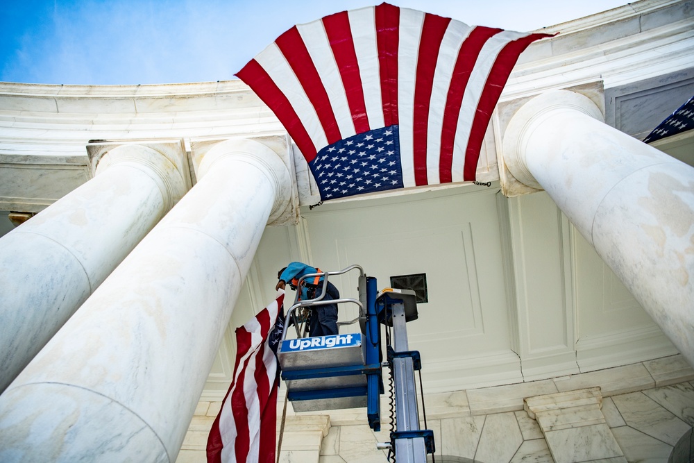 U.S. Flag Hanging at Memorial Amphitheater