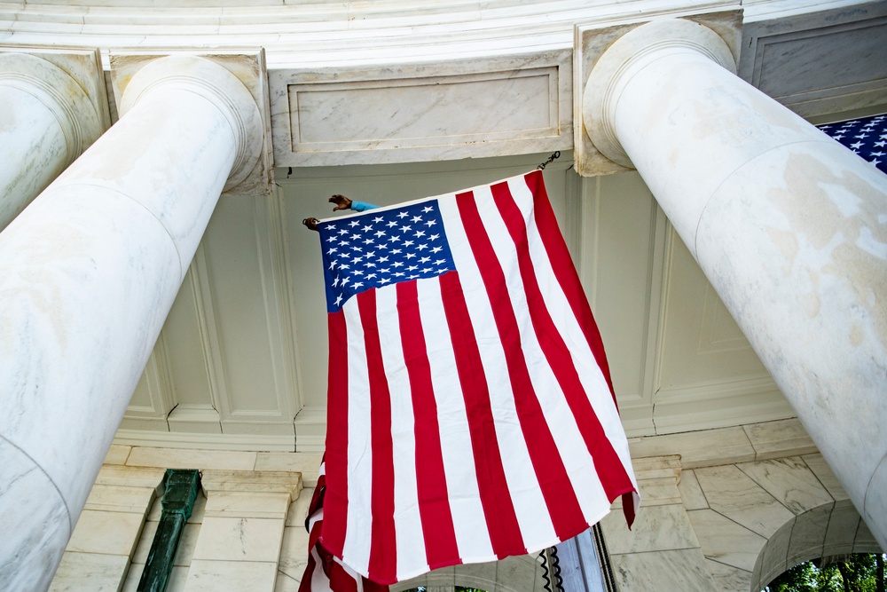 U.S. Flag Hanging at Memorial Amphitheater