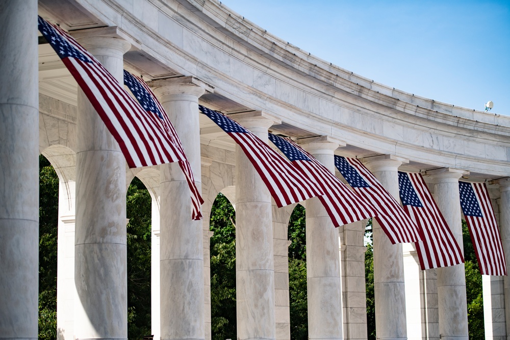 U.S. Flag Hanging at Memorial Amphitheater