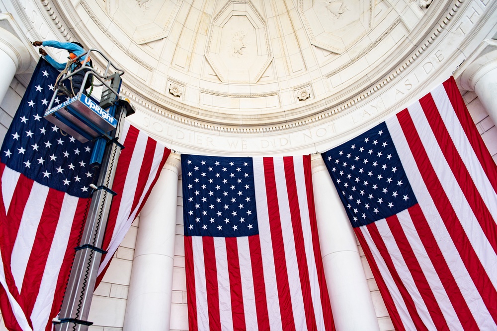 U.S. Flag Hanging at Memorial Amphitheater