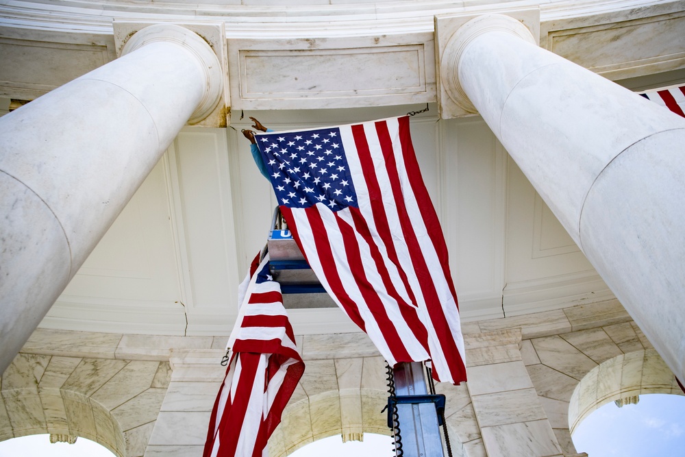 U.S. Flag Hanging at Memorial Amphitheater