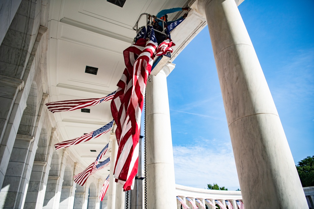 U.S. Flag Hanging at Memorial Amphitheater