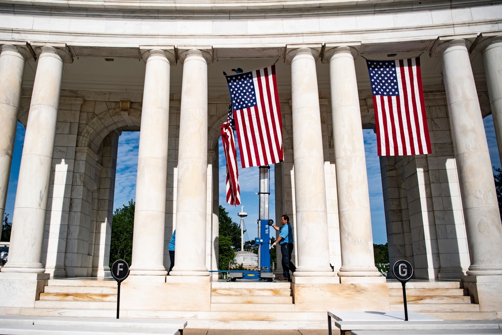 U.S. Flag Hanging at Memorial Amphitheater