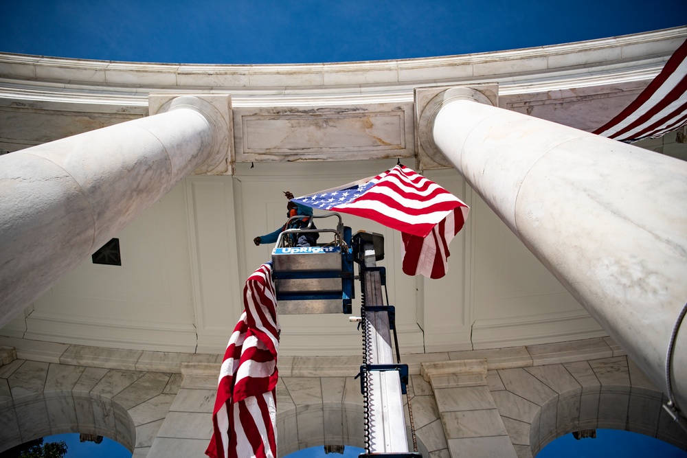 U.S. Flag Hanging at Memorial Amphitheater