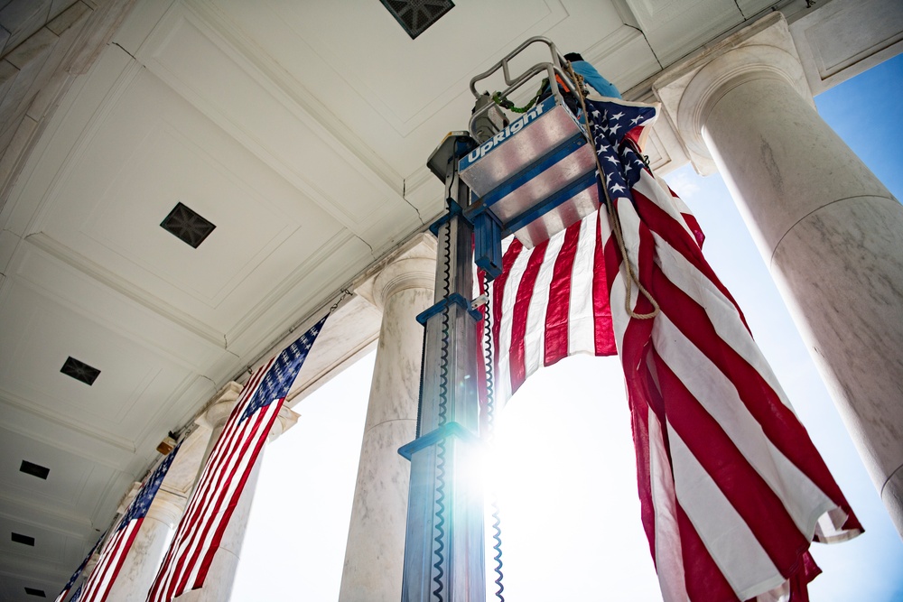 U.S. Flag Hanging at Memorial Amphitheater