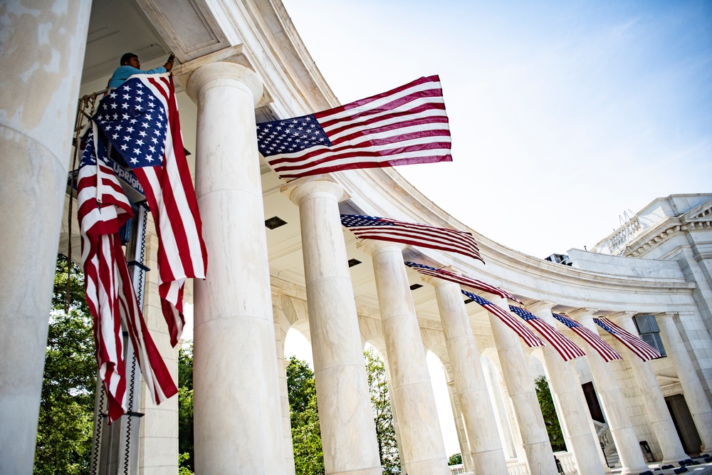 U.S. Flag Hanging at Memorial Amphitheater