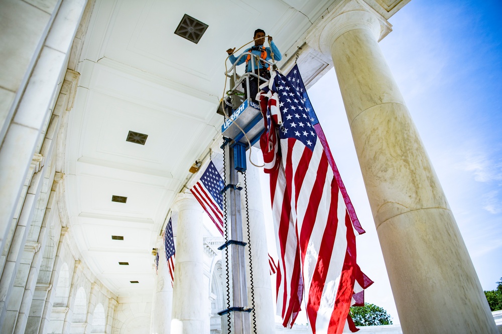 U.S. Flag Hanging at Memorial Amphitheater