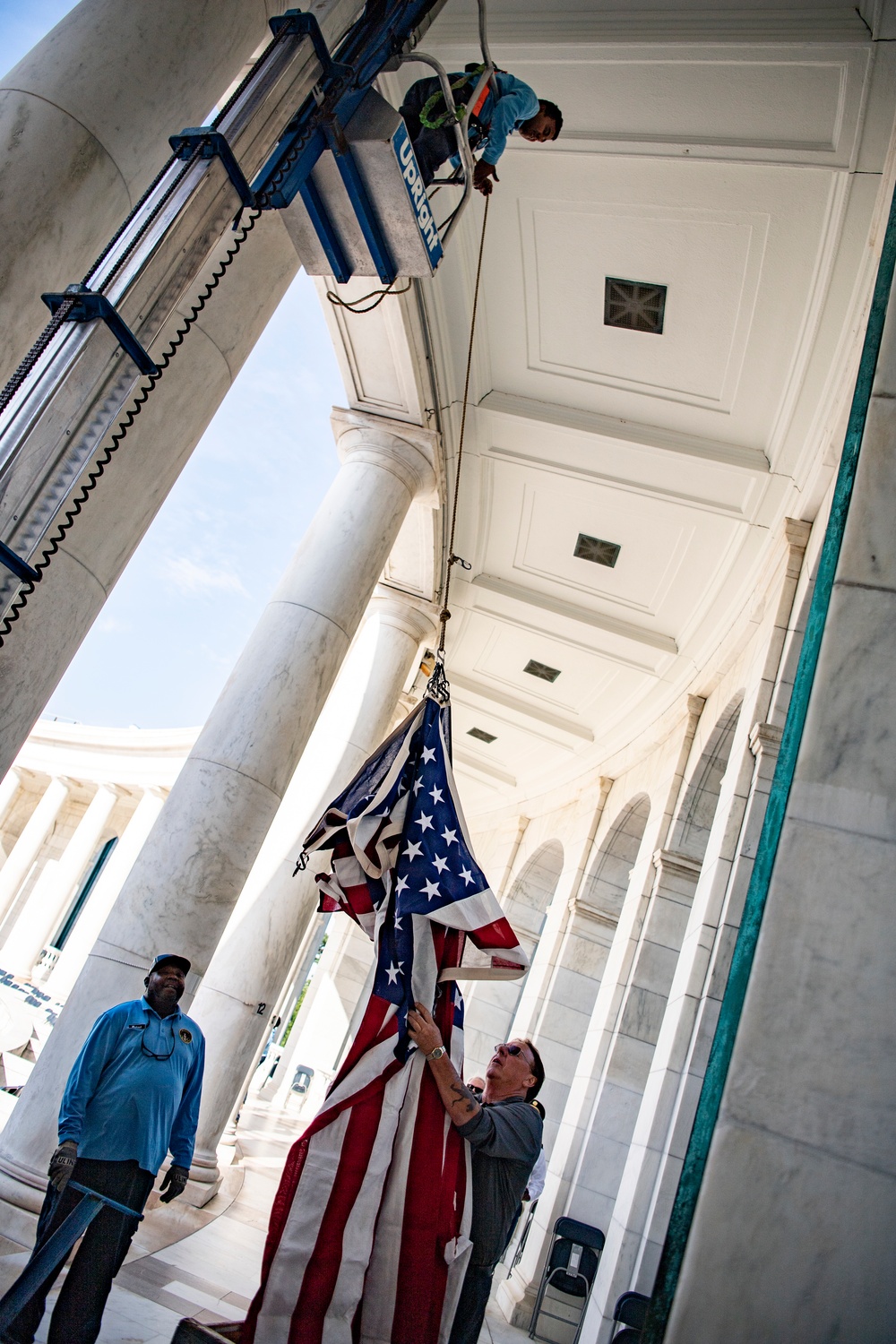 U.S. Flag Hanging at Memorial Amphitheater