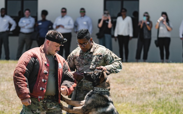 Military working dog unit performs demo for community members at MacDill