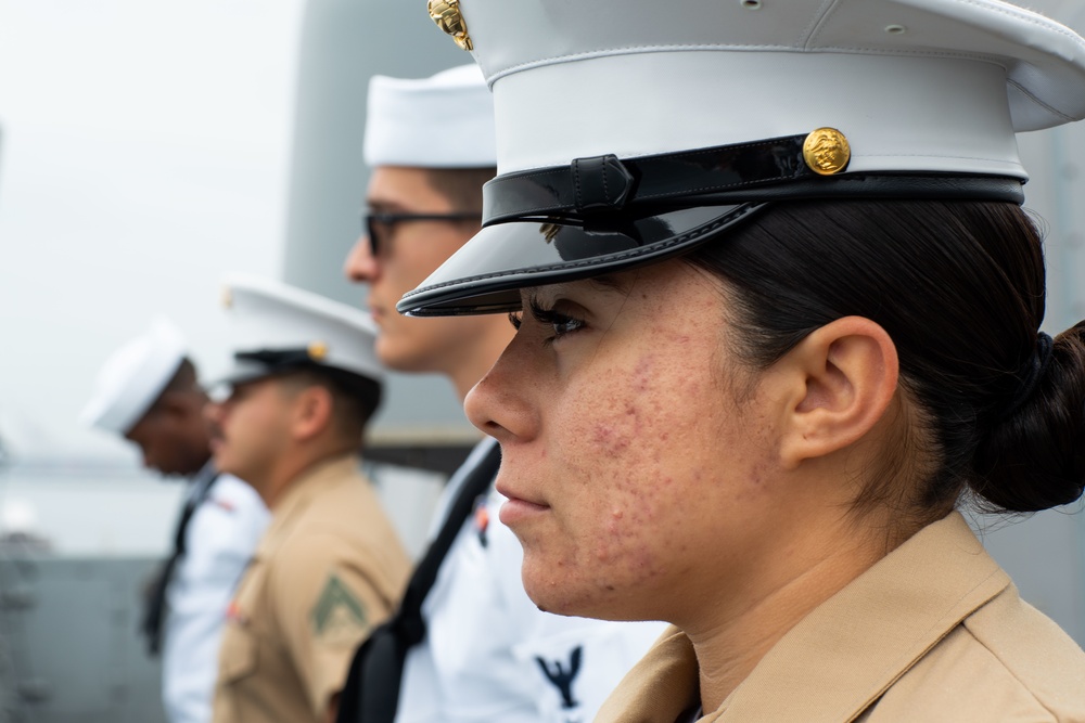 LA Fleet Week: Marines, Sailors man the rails of USS Portland