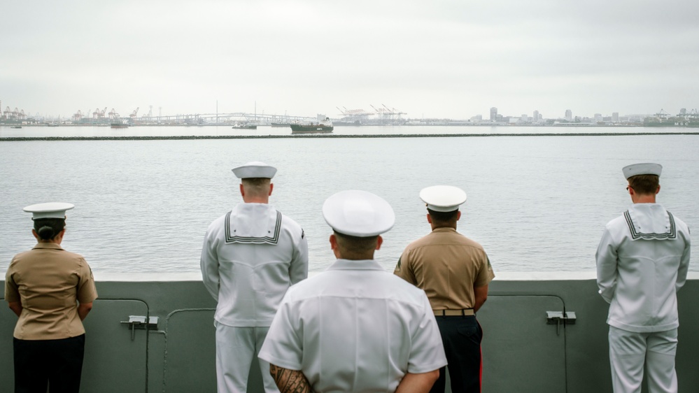 LA Fleet Week: Marines, Sailors man the rails of USS Portland