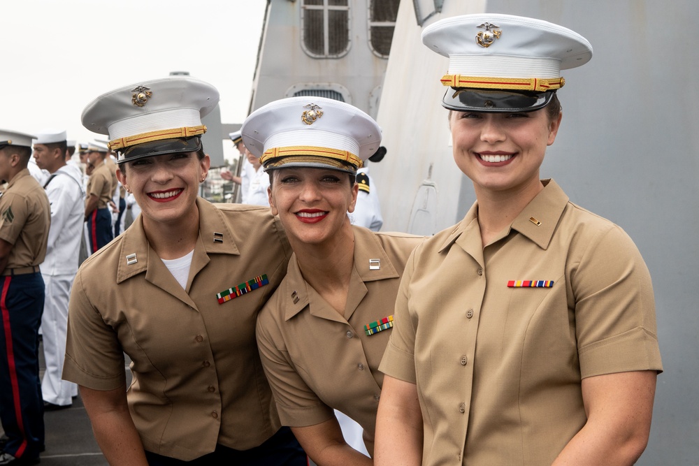 LA Fleet Week: Marines, Sailors man the rails of USS Portland