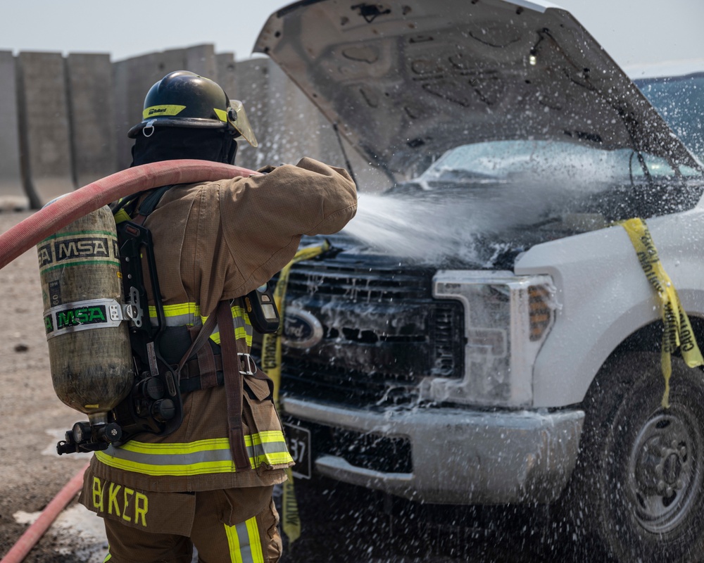 U.S Air Force firefighters and Army medics hone readiness skills at Chabelley Airfield, Djibouti