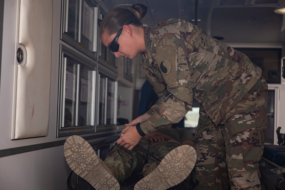 U.S Air Force firefighters and Army medics hone readiness skills at Chabelley Airfield, Djibouti