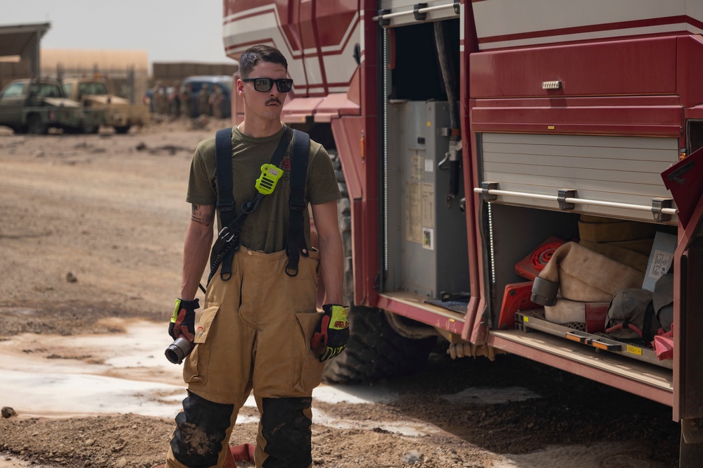 U.S Air Force firefighters and Army medics hone readiness skills at Chabelley Airfield, Djibouti