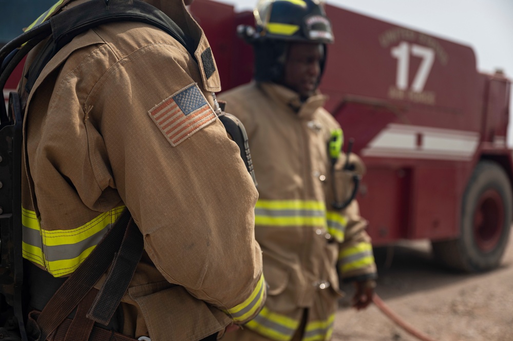 U.S Air Force firefighters and Army medics hone readiness skills at Chabelley Airfield, Djibouti