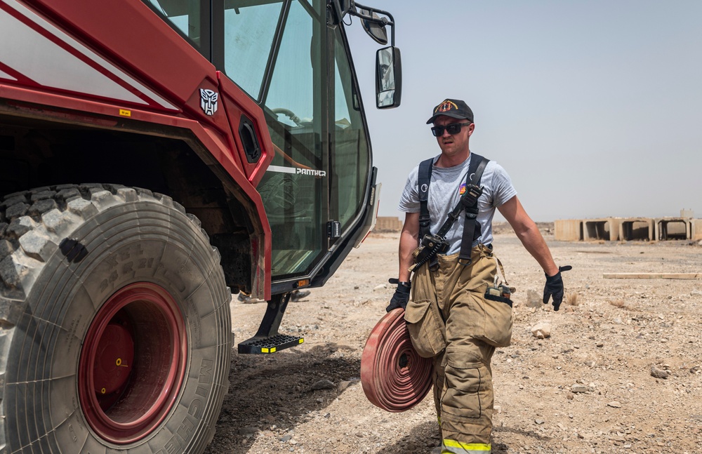 U.S Air Force firefighters and Army medics hone readiness skills at Chabelley Airfield, Djibouti