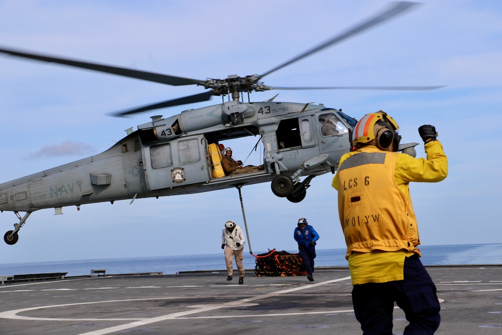 USS Jackson and HSC 23 VERTREP and flight ops