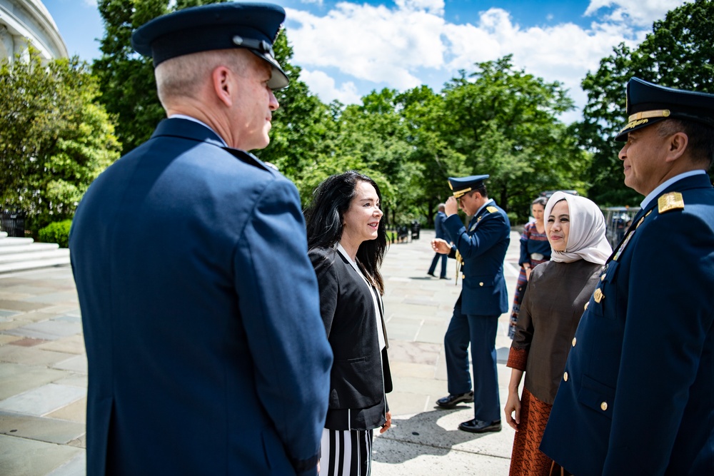 Indonesian Air Chief Marshal Fadjar Prasetyo Participates in an Air Force Full Honors Wreath-Laying Ceremony at the Tomb of the Unknown Soldier