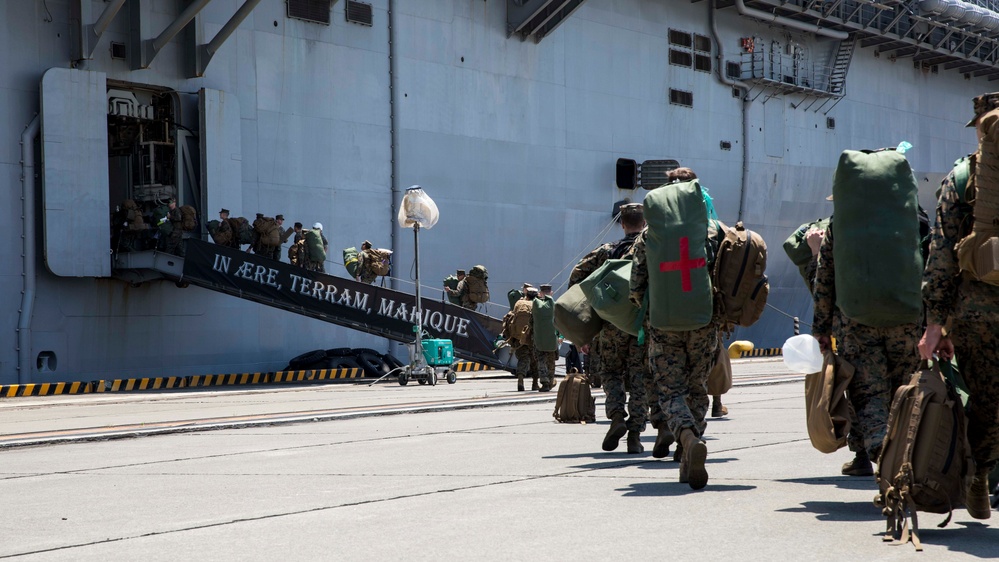 Marines Depart MCAS Iwakuni Aboard USS Tripoli