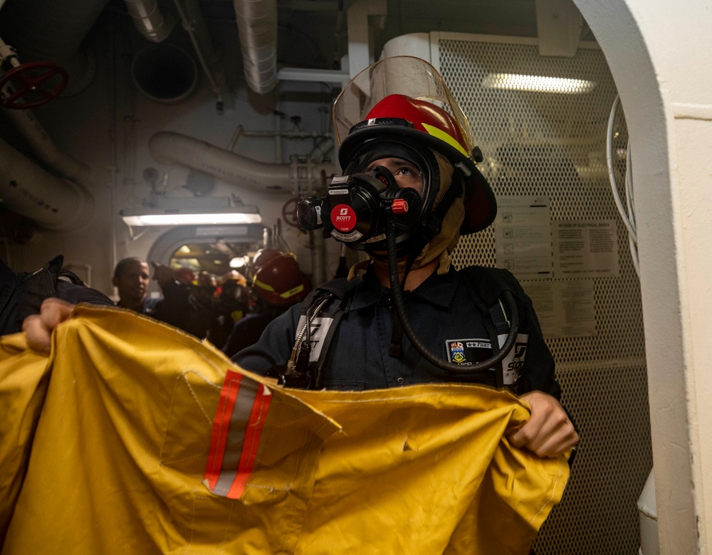 Sailors Conduct Damage Control Drill Aboard USS Dewey (DDG 105)