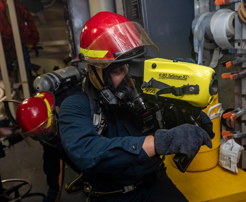 Sailors Conduct Damage Control Drill Aboard USS Dewey (DDG 105)