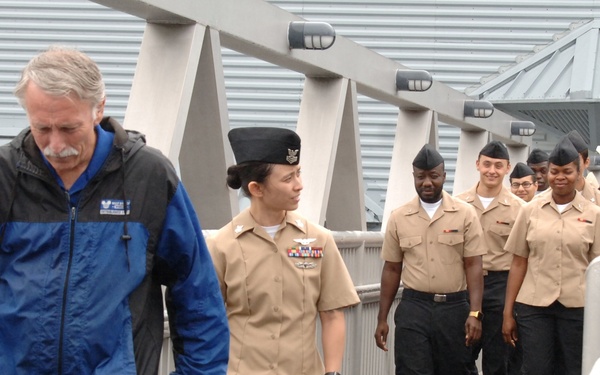 Crossing the gangway