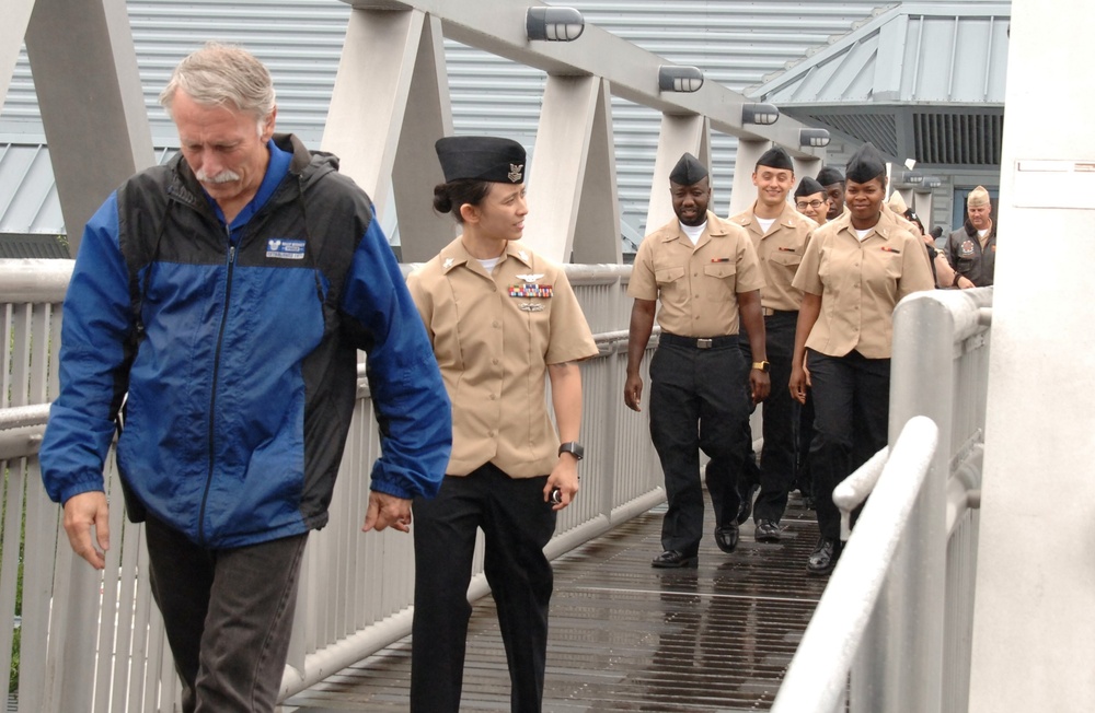 Crossing the gangway