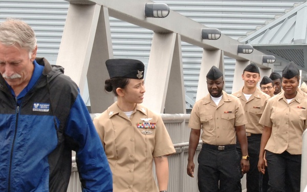 Crossing the gangway