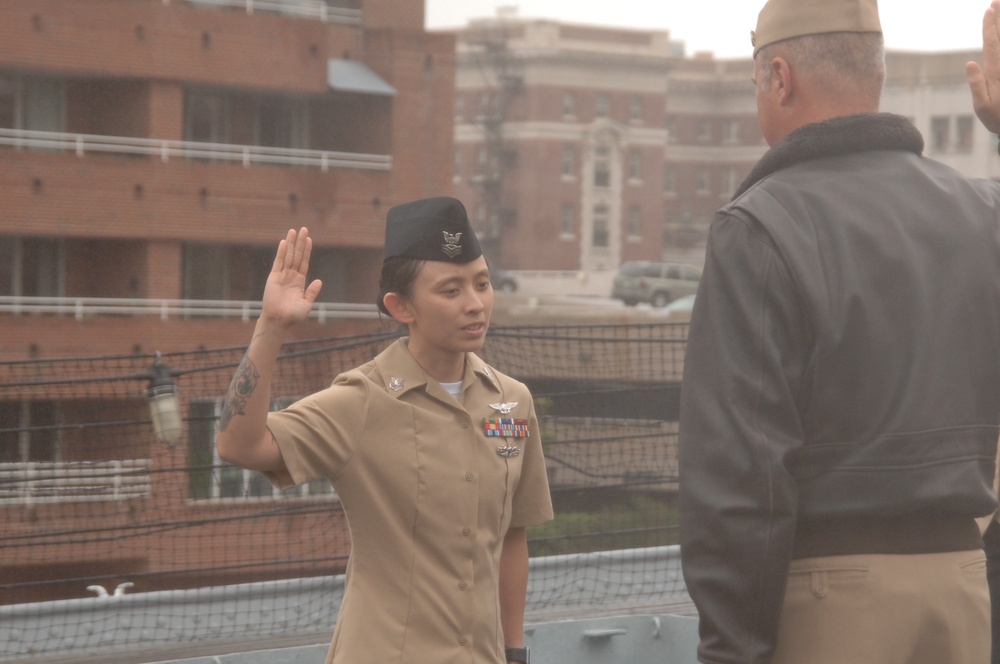 Reenlistment ceremony aboard Battleship Wisconsin