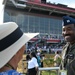 A B-2 Spirit performs flyover during The Preakness Stakes