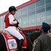 A B-2 Spirit performs flyover during The Preakness Stakes