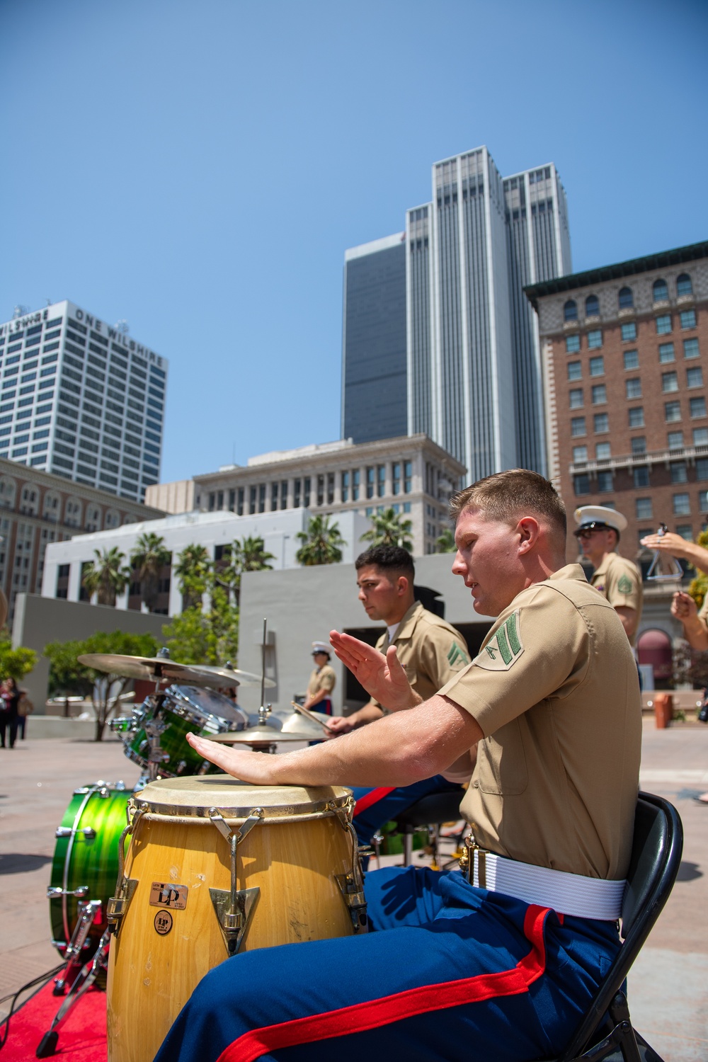 1st Marine Division Band performs at Pershing Square during Los Angeles Fleet Week