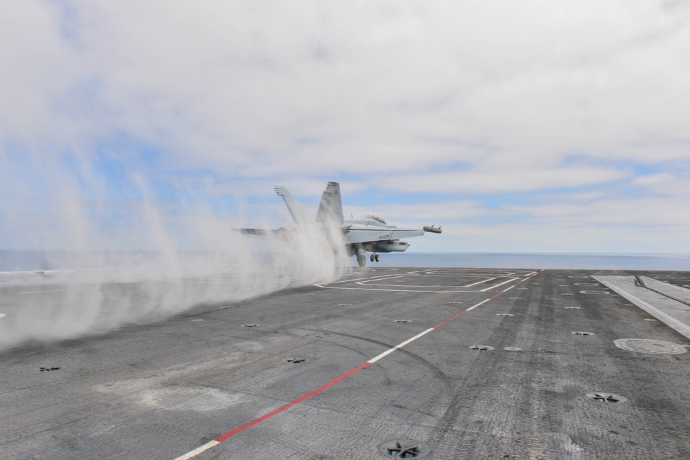 An EA-18G Growler Launches Off Of The Flight Deck