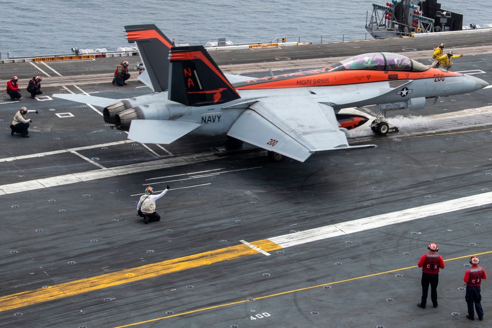 An F/A-18E Super Hornet Begins To Launch