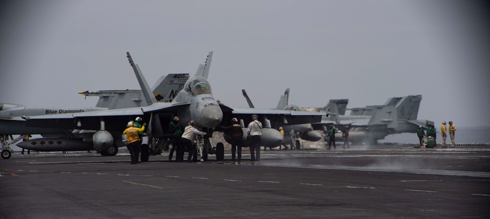 FA-18F Prepares To Launch Off Of The Flight Deck