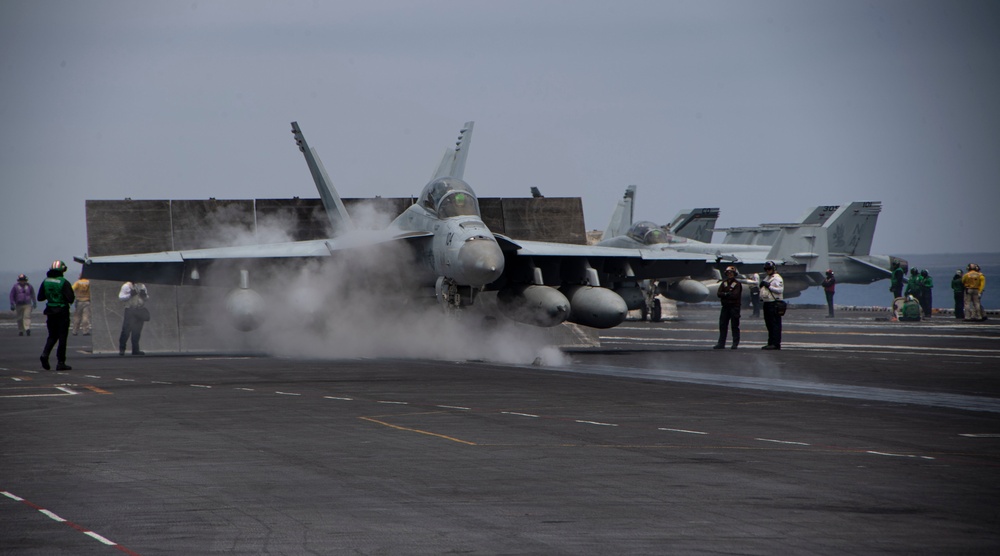 FA-18F Prepares To Launch Off Of The Flight Deck