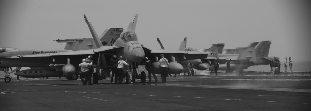 FA-18F Prepares To Launch Off Of The Flight Deck