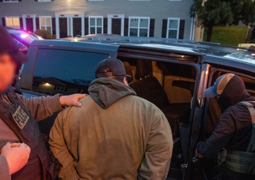 ICE Enforcement and Removal Operations (ERO) deportation officers effect an arrest