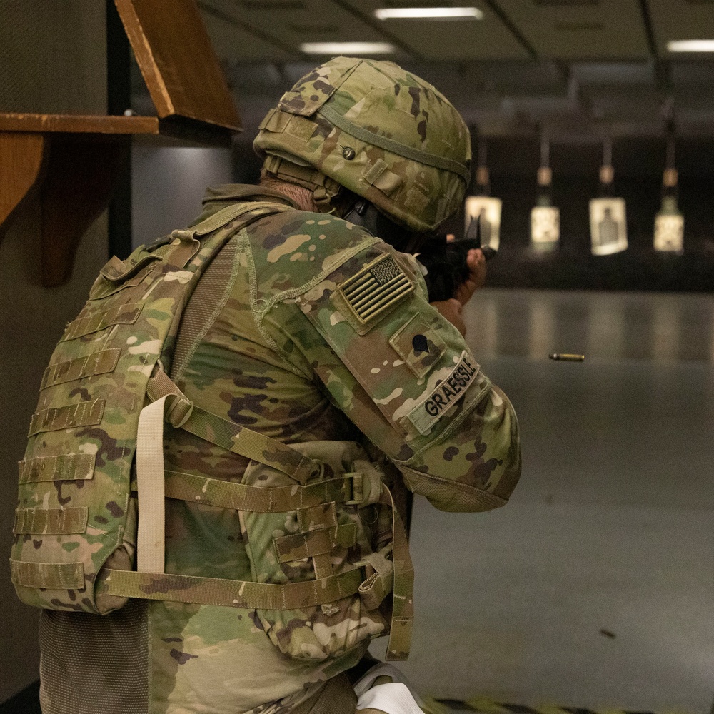 Competitors conduct the stress shoot event as the SETAF-AF Best Warrior and Squad Competition continues