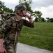 Soldier stops for water break