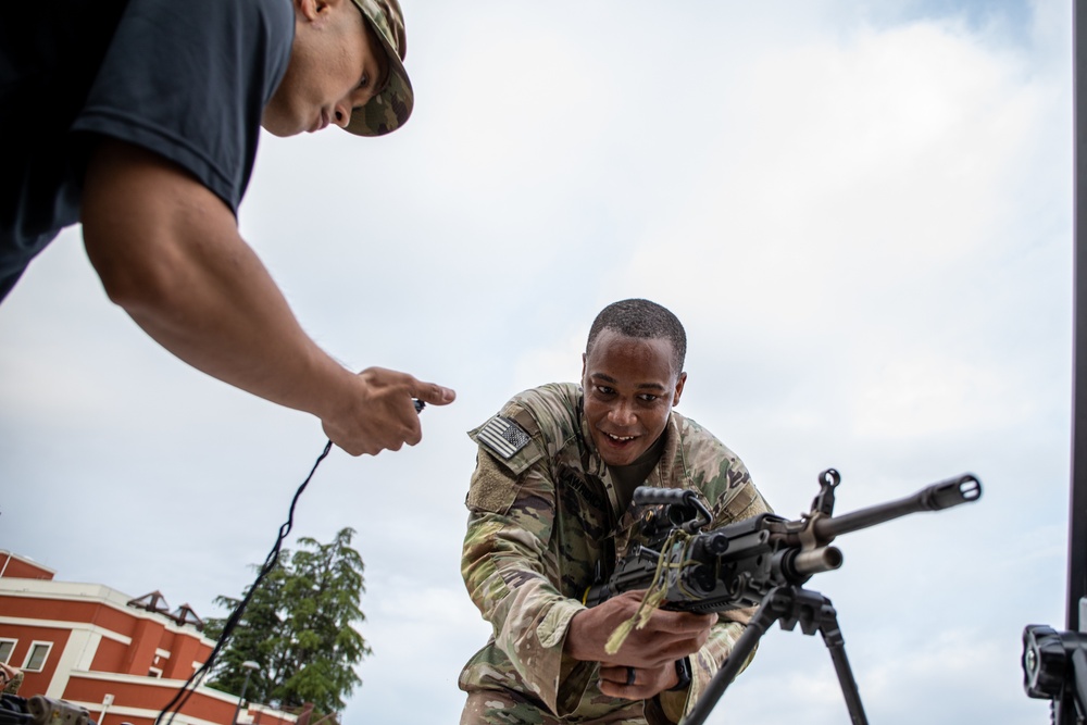 Soldier assembles weapon