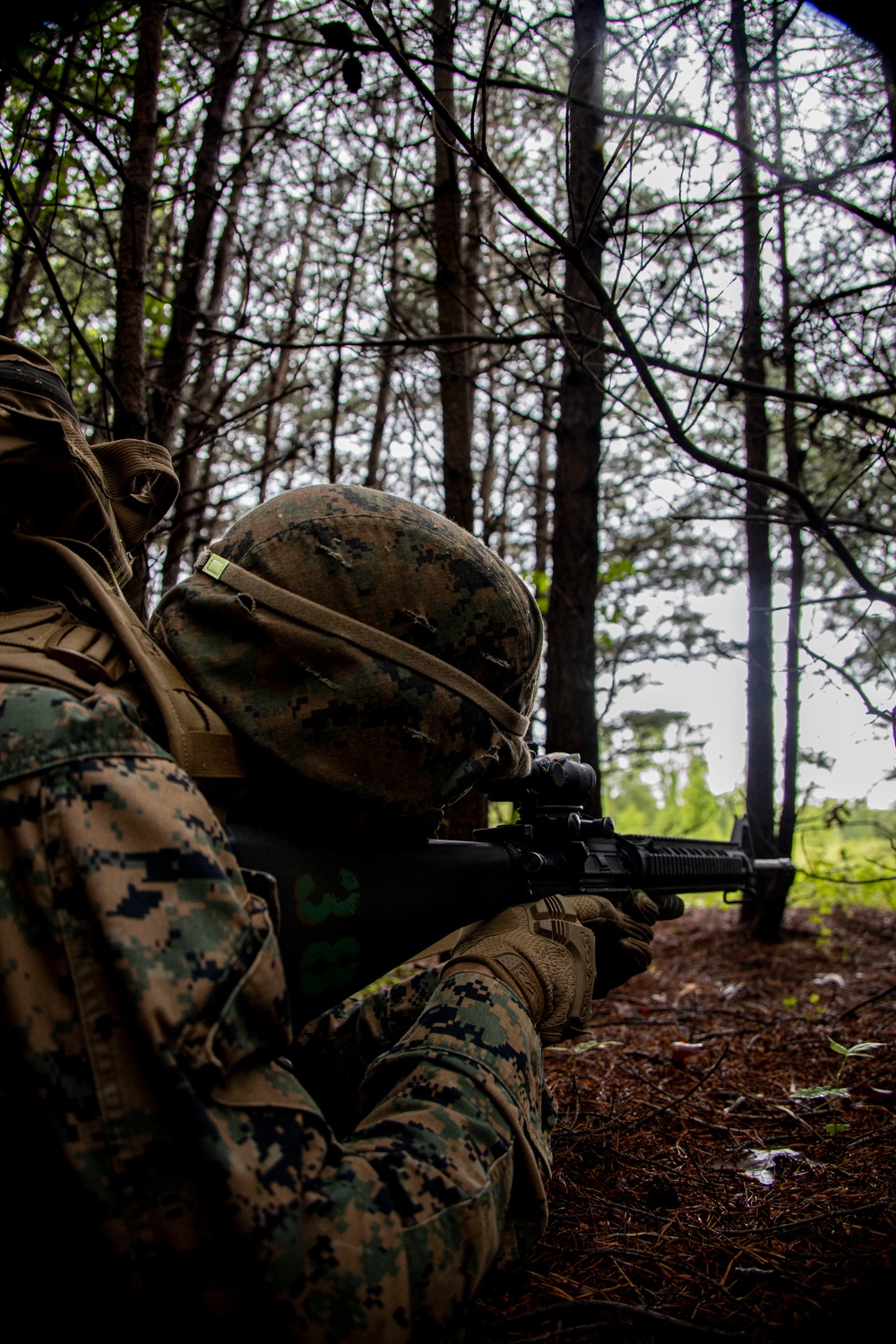 Marines with Bravo Company conducted an air insert  via MV-22 Ospreys and honed weapons-handling skills during battle drills.