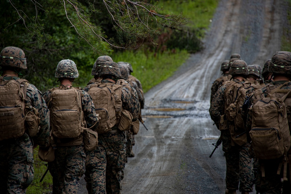 Marines with Bravo Company conducted an air insert  via MV-22 Ospreys and honed weapons-handling skills during battle drills.