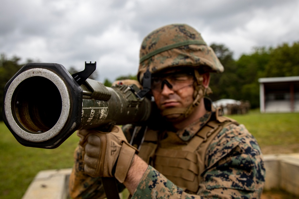 Marines with Bravo Company conducted an air insert  via MV-22 Ospreys and honed weapons-handling skills during battle drills.