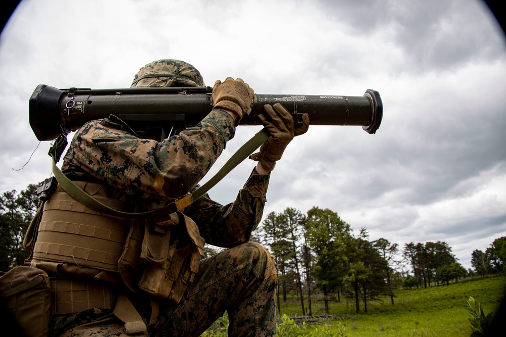 Marines with Bravo Company conducted an air insert  via MV-22 Ospreys and honed weapons-handling skills during battle drills.